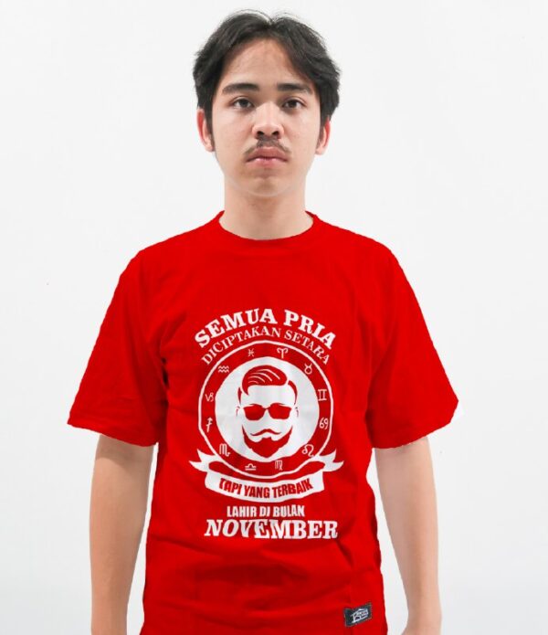 pria terbaik lahir bulan november warna kaos merah